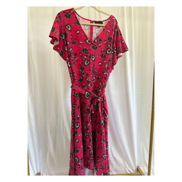 Lane Bryant Dresses & Skirts - Lane Bryant Lena style V-neck High/Low Vibrant Pink Paisley Midi Dress 24W